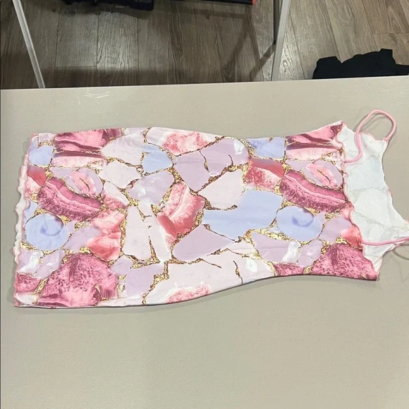 Pink and Purple Marble Dress with Gold Accents - Picture 2 of 2